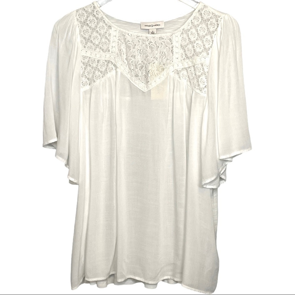 Vintage X America NWT White Lace Bodice Top Sz M